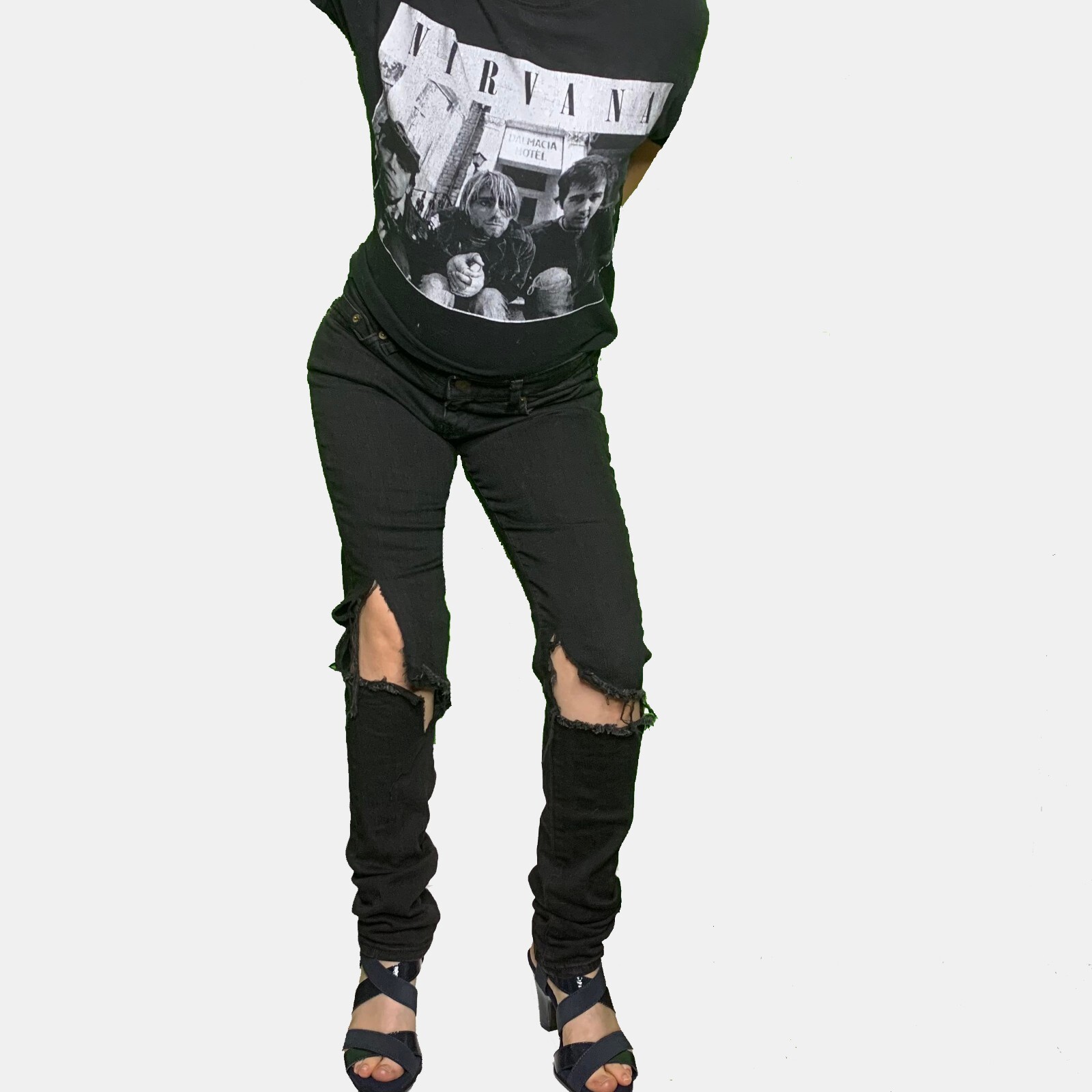 Jeans skinny strappati Saint Laurent Paris neri. Jeans taglia 26 US 4