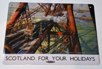 Blechschild Eisenbahn ''Scotland for your holidays'' 20,5 x 14,5 cm