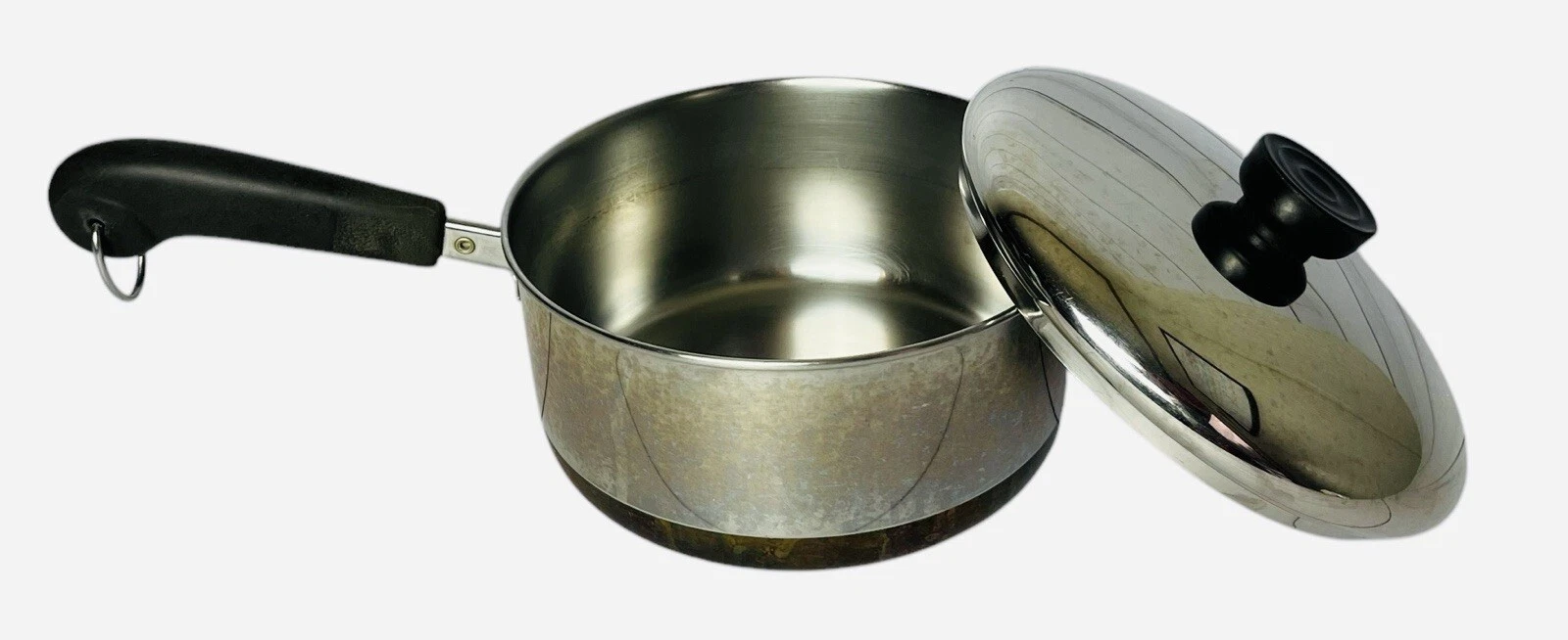 Vintage Revere Ware 2 Qt Sauce Pan Pot W/Lid 1801 Copper Clad Bottom USA