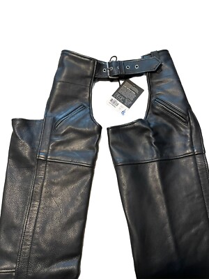 FMC Women's Black Leather Motorcycle Riding Chaps Size 3XS New With Tags