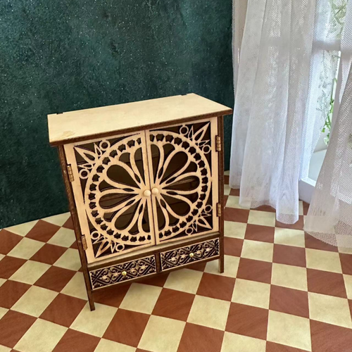 Maßstab 1:12 Puppenhaus Miniatur Unvollendeter Aufbewahrung Schrank Holz Möbel - Bild 5 von 17
