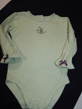 RARE HTF Janie and Jack Girls 6-12 MUSHROOM Vtg Green Purple One Piece Romper