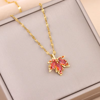 Vergoldete Damen Halskette Mit Ahornblatt Zirkonia AnhäNger – Eleganter Schmuck