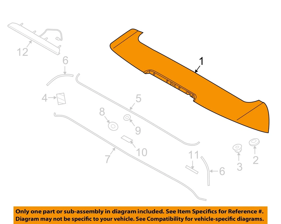 Used Rear Spoiler fits: 2018 Kia Sorento high mounted stop lamp Rear Grade A Foto 3 de 4