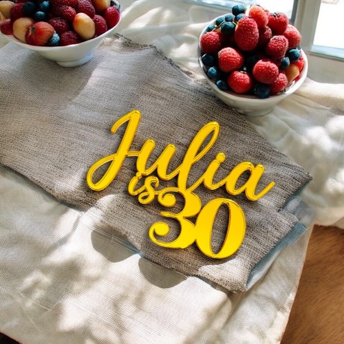 Personalised Happy Birthday Acrylic Cake Topper Charm Party Custom Name & Age - Bild 23 von 23