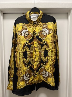 Moschino Long Sleeve Shirt Size 18 Silk Scarf Yellow And Black