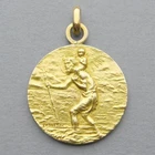 French, Antique Religious Pendant. Saint Christopher, Jesus. Medal By Lasserre.