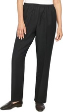 Alfred Dunner Classics Womens Straight Mid Rise Pull-On Pant Petites Black 12P
