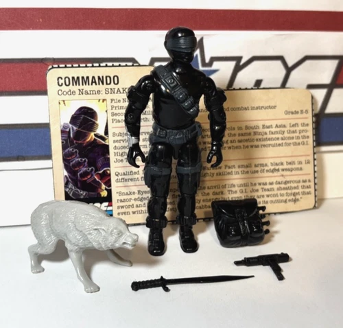 GI Joe Snake Eyes 1985 v2 *100% COMPLETE w/File Card, Near Mint!* Vintage ARAH