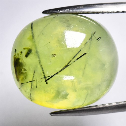 💎 24.13ct Oval Cabochon Natural Green Prehnite with Black Needles - Africa Gem