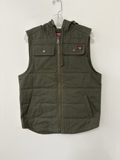 Wrangler Workwear green lightly lin hooded sleeveless zipup vest Men's M