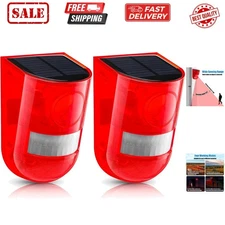 2 Pack Solar Sound and Light Alarm Motion Sensor 129db Outdoor Security Siren...