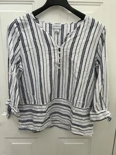 Liz Claiborne Women's Striped Linen & Cotton Large Top