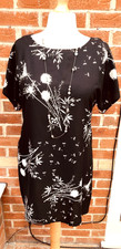 DOROTHY PERKINS Size 16 Black Cream Floral Dress Summer Evening Excellent L10