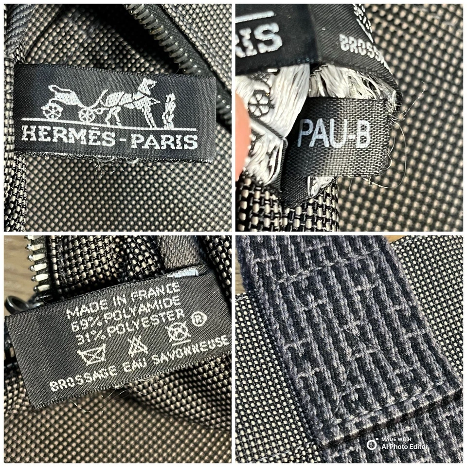 "Bolso de Mano Hermès Herline MM Gris Lona Francia PAU-B Plateado Herrajes 16.5"" Unisex" Foto 3 de 4