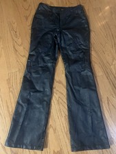 Metrostyle Women's 10T Black Genuine Leather High Rise Bootcut Leg Y2K Pant