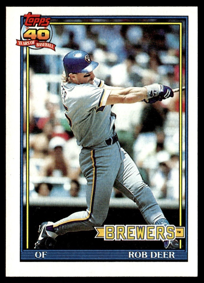 1991 Topps Rob Deer Milwaukee Brewers #192