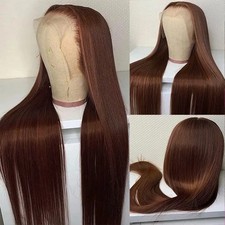 13x4 13x6 HD Chocolate Brown Straight Lace Frontal Wig Human Hair PrePlucked