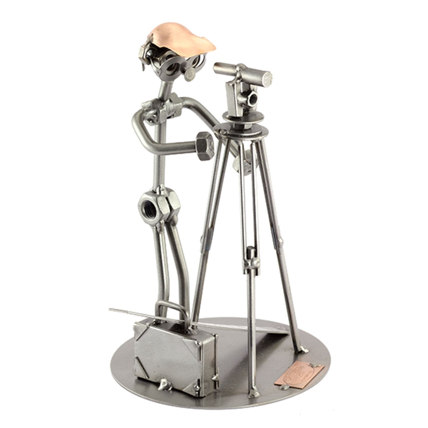 Steelman24 Land Surveyor Sculpture, Nuts & Bolts Handmade Metal Figurine Germany