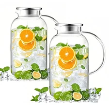 2 PCS Water Jug Water Pitcher with Lid and Handle 61oz/ 1.8L