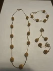 Vintage Trifari Gold Tone Jewelry Set. Necklace Bracelet Clip Earrings #D579