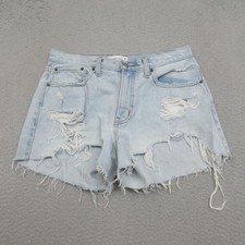 Abercrombie  Fitch Curve Love Boyfriend Jean Shorts Womens 8 Blue Distressed