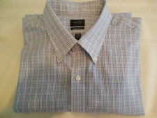 Arrow men's long sleeve button front shirt size 18 34/35 blue plaid