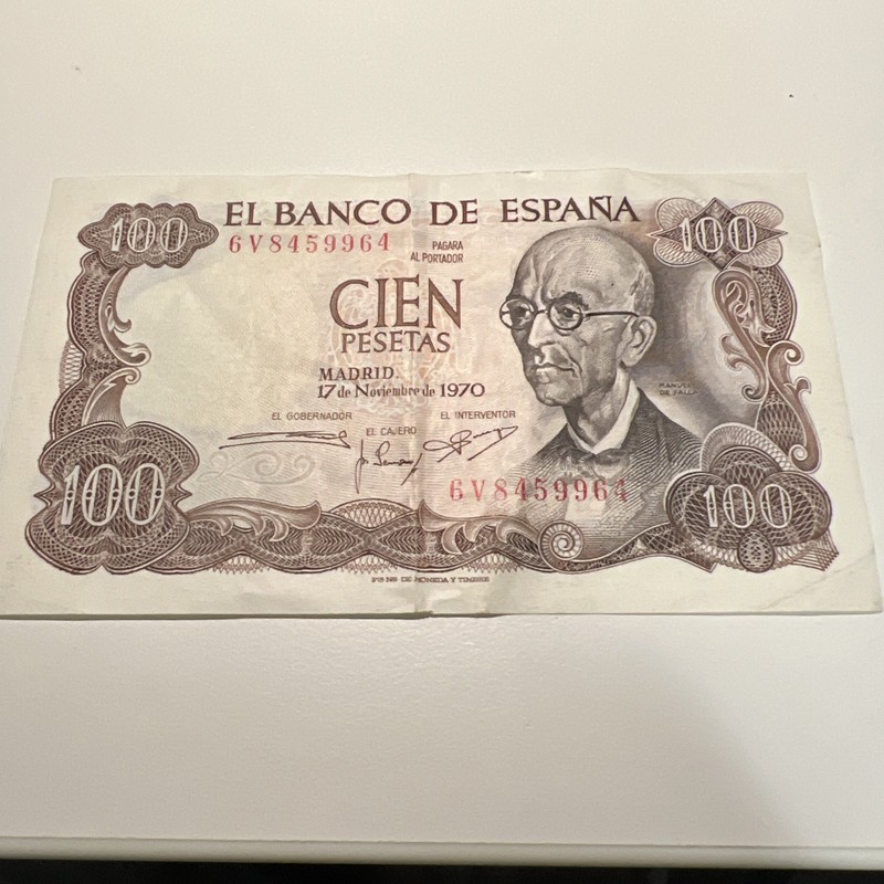 🇪🇸 Spain 100 Pesetas Banknote Spanish Currency 1970 Used Papel Espanol
