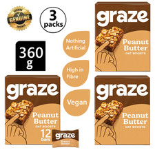 3x Graze Peanut Butter Protein Oat Boost Flapjack Snack Bars Vegan 4 x 30g