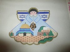 ISRAEL ANGEL W/ CHARMS-PAINTED PONY-HANDPAINTED NEEDLEPOINT CANVAS