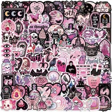 100Pcs Dark Pink Goth Stickers, Gothic Skull Stickers for Adults Mens Teens G...