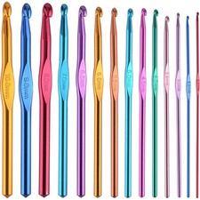 14 pcs Multicolor Aluminum Crochet Hooks Knitting Needles Craft Yarn 2-10mm  