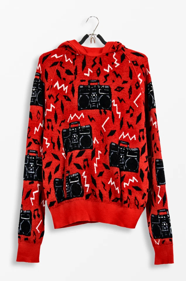Sweat à capuche en tricot graphique Saint Laurent Boombox - Taille M (Made in... - Photo 1/4
