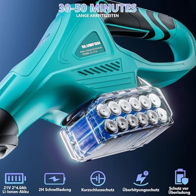 Rasentrimmer mit Akku 21V 1000W Bürstenloser Motor 3-in-1-Rasentrimmer mit Akku - Bild 2 von 4