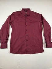 Eton Dress Shirt Men's Large 41 16 Plaid Long Sleeve Button Down Shirt