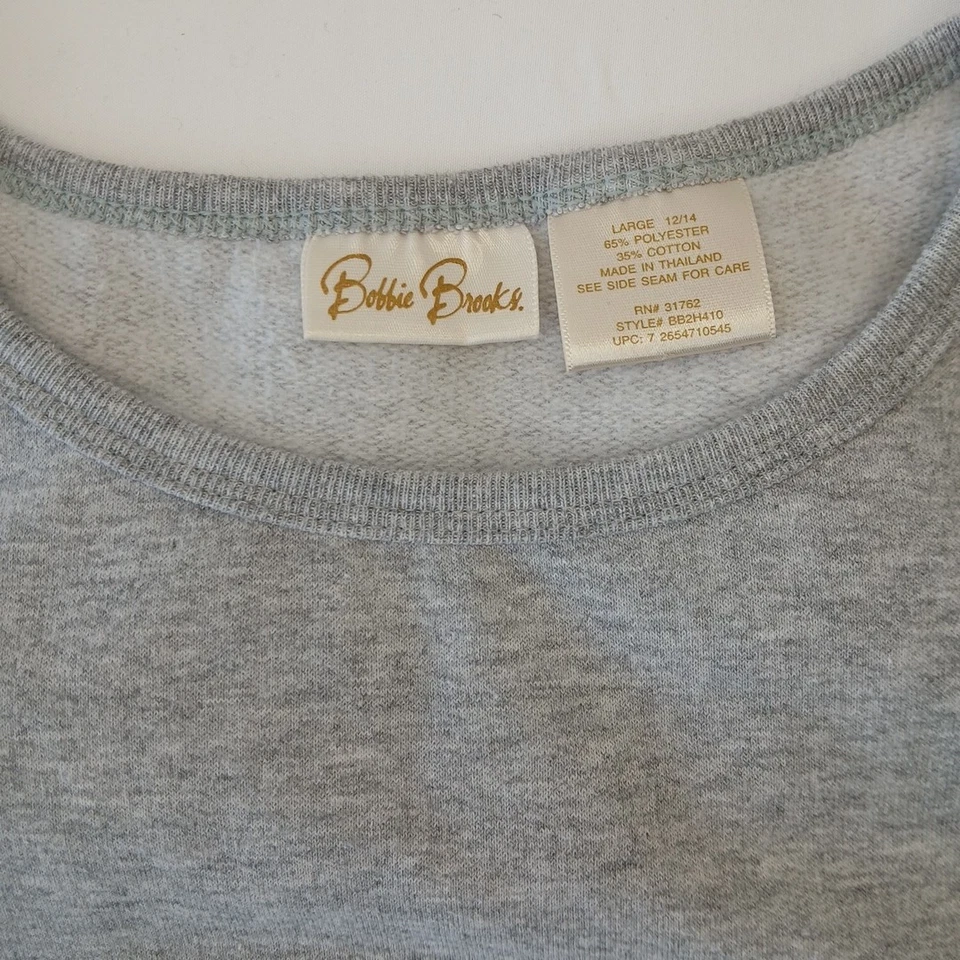 Moletom Bobbie Brooks gato L cinza anos 90 Natal gatinho bordado vovó - Imagem 4 de 4