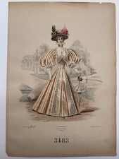 Gravure Mode 1890 Maison Lecomte. Paris. Grand Format : 30x43 cm. Super État !
