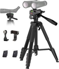 Tripod, 72 Spotting Scope Tripod Stand with Binocular Adapter and 2 QR Plates