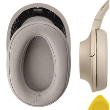 Geekria Protein Leather Ear Pads for Sony MDR-100ABN Headphones Gold 