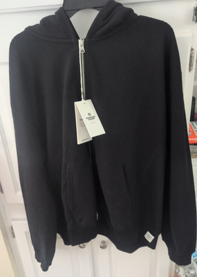 Reigning Champ Men's Black Brushed Fleece '97 Relaxed Fit Zip Hoodie Large NWT