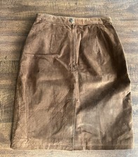 Vintage Global Identity Brown Suede Leather A-Line Skirt Slit 5/6 Western Boho