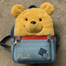 Disney Winnie The Pooh Super Soft Plush Face Overalls Mini Backpack Bag