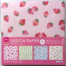 DAISO Fruits 4 Design Origami Paper Made in Japan Strawberry Lemon Cherry