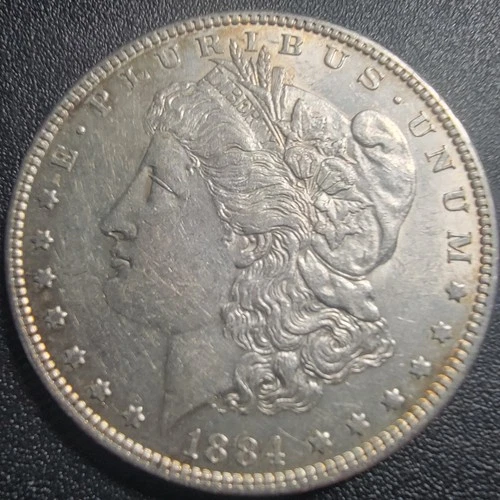 1884 AU CONDITION 1$ MORGAN SILVER DOLLAR 90%