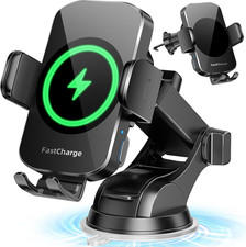 Wireless Car Charger Fast Charging Phone Holder Auto-Clamping Mount 360 Rotate