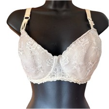 Vintage Frederick's of Hollywood Bra 40D White Lace Underwire Push Up Padded 80s