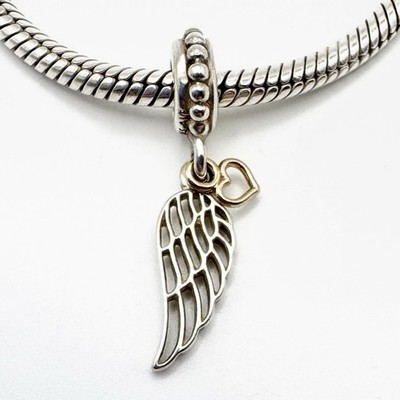 G585 S925 Pandora Two Tone Love Guidance Angel Wing Dangle