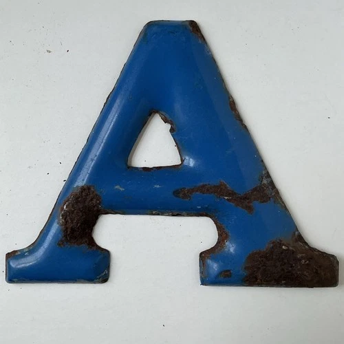 Vintage Porcelain Letter “A” Gulf 10” Gas station SIGN Marquee Blue 1950’s Metal
