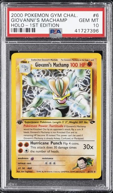 2000 POKEMON GYM CHALLENGE HOLO-1ST EDITION #6 GIOVANNI'S MACHAMP PSA 10