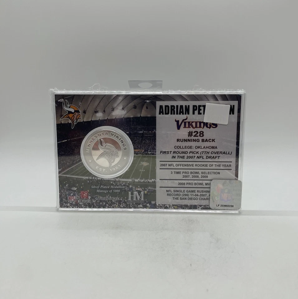 阿德里安·彼得森明尼苏达维京人限量版银色覆盖奖章 /5000 — 第 2/4 张图片